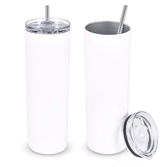 READY TO SHIP - 20 oz Glossy Skinny Straight Sublimation Tumblers. NON-Tapered
