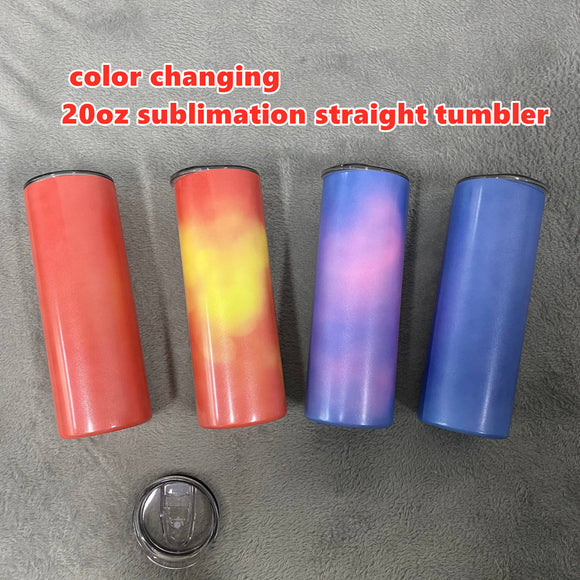READY TO SHIP Color Changing Matte 20 oz Skinny Straight (Non-tapered) Tumblers