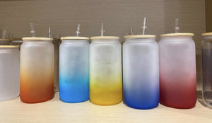 16 oz. Bamboo Lid Frosted Glass Ombre Cup- Expected delivery Date is April 11th