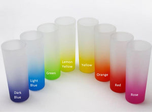 READY TO SHIP Sublimation Blank Ombre 3 oz. Frosted Glass Shot Glasses.